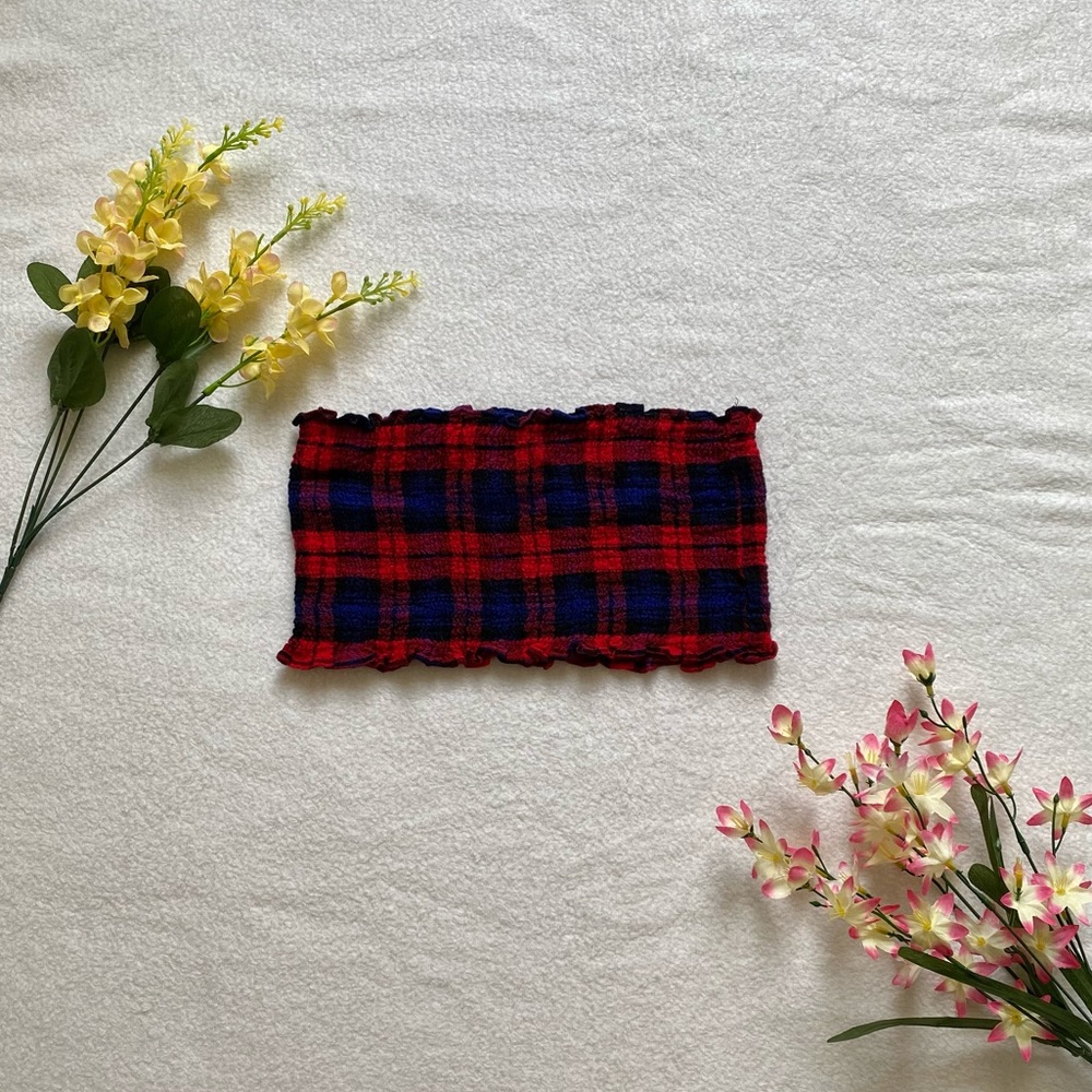 Plaid Tube Top Cotton Candy LA